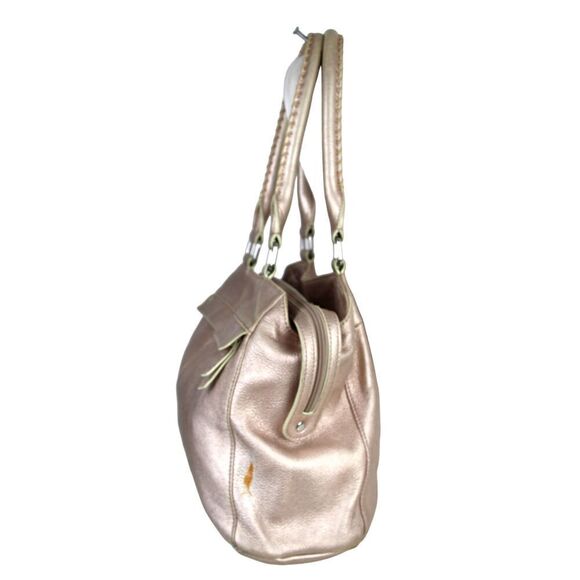 ROOMY B. Makowsky ANTIQUE GOLD GENUINE LEATHER TOTE SHOULDER BAG HANDBAG PURSE - Picture 3 of 16